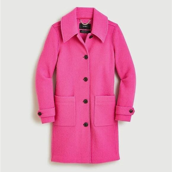 J. CREW Lady Coat in Italian Boiled Wool Light Fuchsia Pink Sz 4 NWT $268